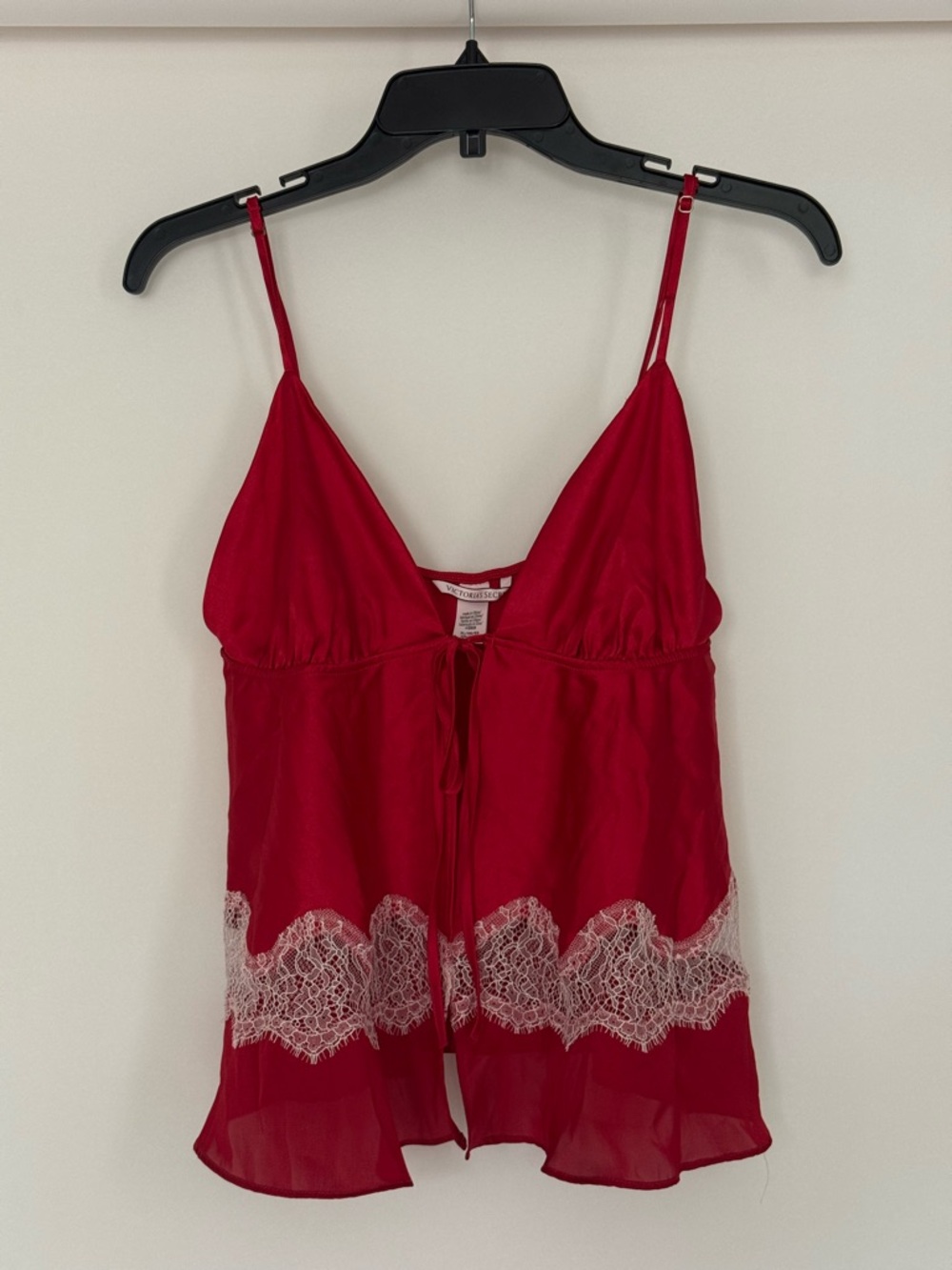 Victoria's Secret Red Lace-Trim Split-Front Cami